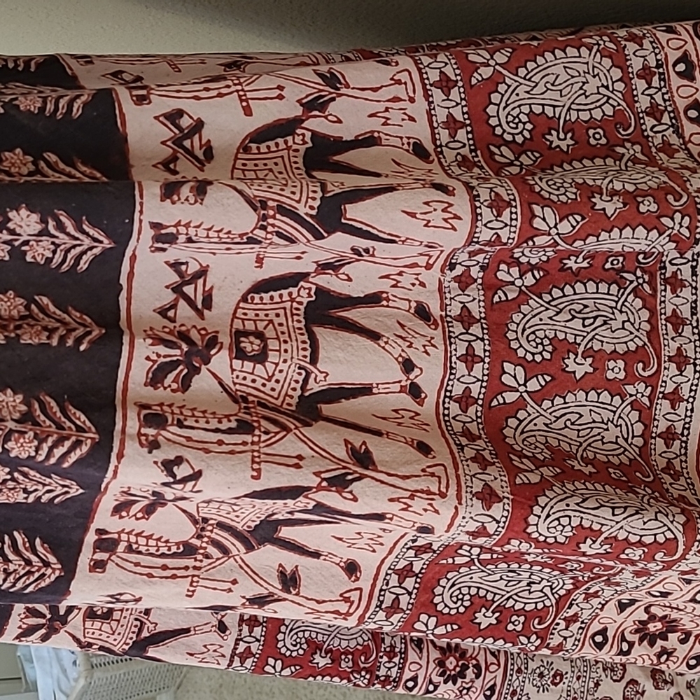 Cotton Boho Wrap Maxi Skirt Llama Mixed Print